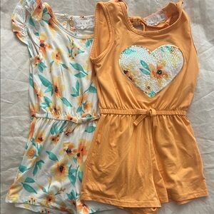 btween Floral and Orange Heart Romper Set 4T